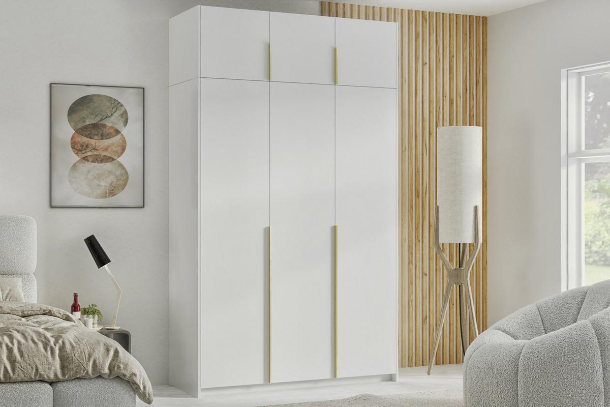 DREHTÜRENSCHRANK AMARA 148/250/58cm 3-türig Weiß - Weiß, Holzwerkstoff (148/250/58cm) - MASSENO