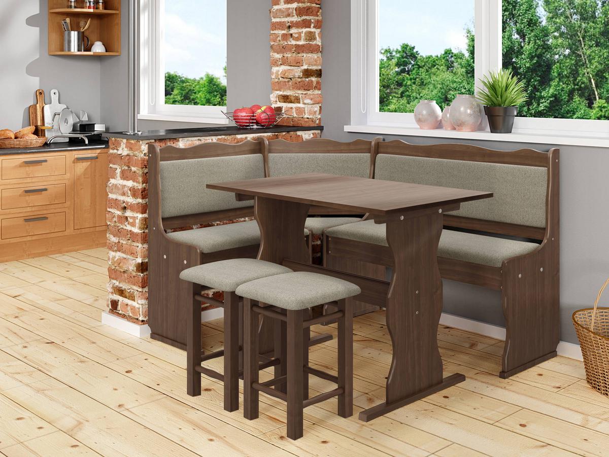 ECKBANKGRUPPE Mini - Hellbraun/Mokka, Holz (145/87/105cm) - MIRJAN24