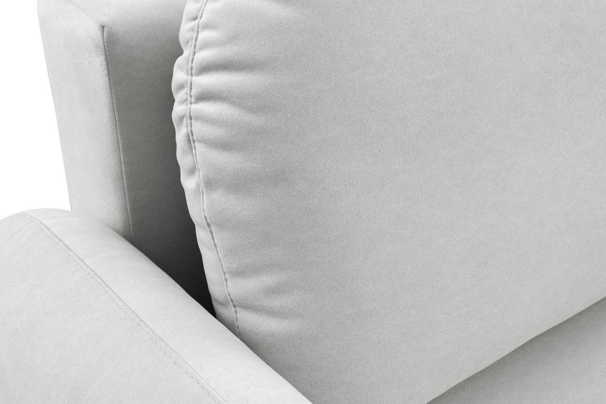 BETTSOFA AGIO Hellgrau Plüsch-Stoff mit Schlaffunktion - Hellgrau, Holz (232/95/109cm) - MASSENO