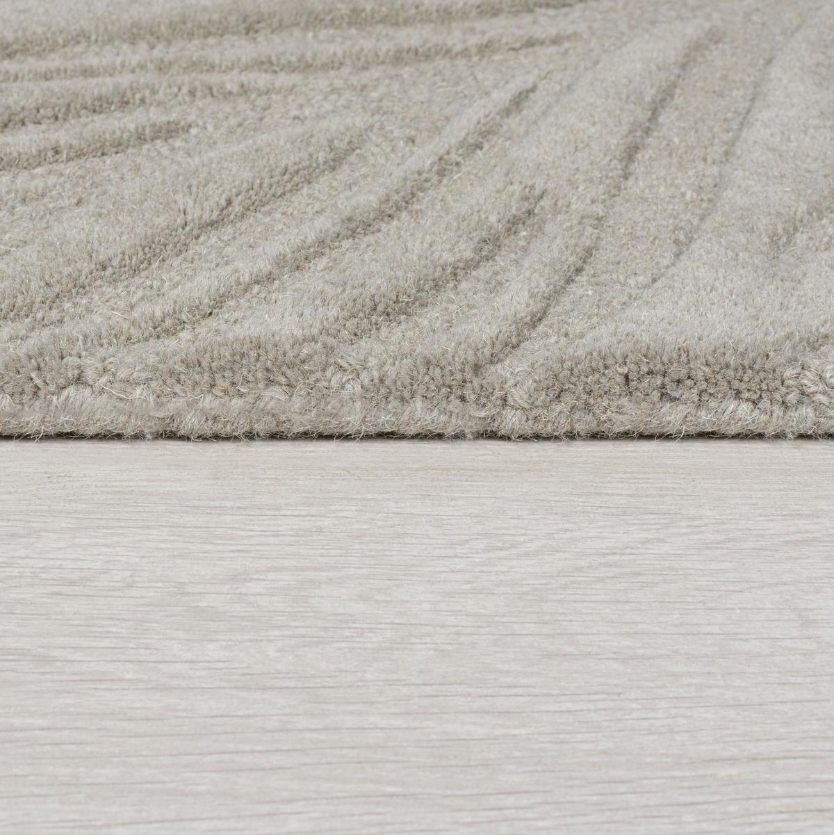 WOLLTEPPICH LEVEN, floral, Grau, Ø 160 cm - Grau, Textil (160/160cm) - KADIMA DESIGN