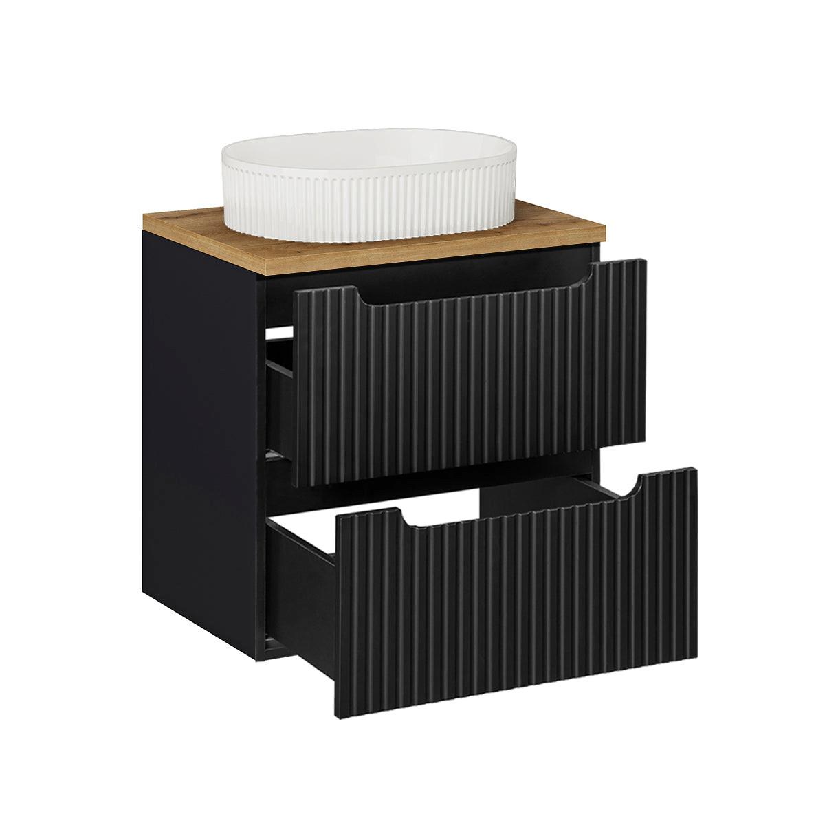 WASCHTISCH 60.4cm Riva Schwarz und Holz - Schwarz, Holzwerkstoff (60.4/59/40cm) - Petits-meubles