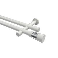 GARDINENSTANGE Prestige Tanara 160 cm, 2-läufig (ohne Ringe), 20 mm Ø Weiß - Chromfarben/Weiß, Metall (160cm) - INTERDECO