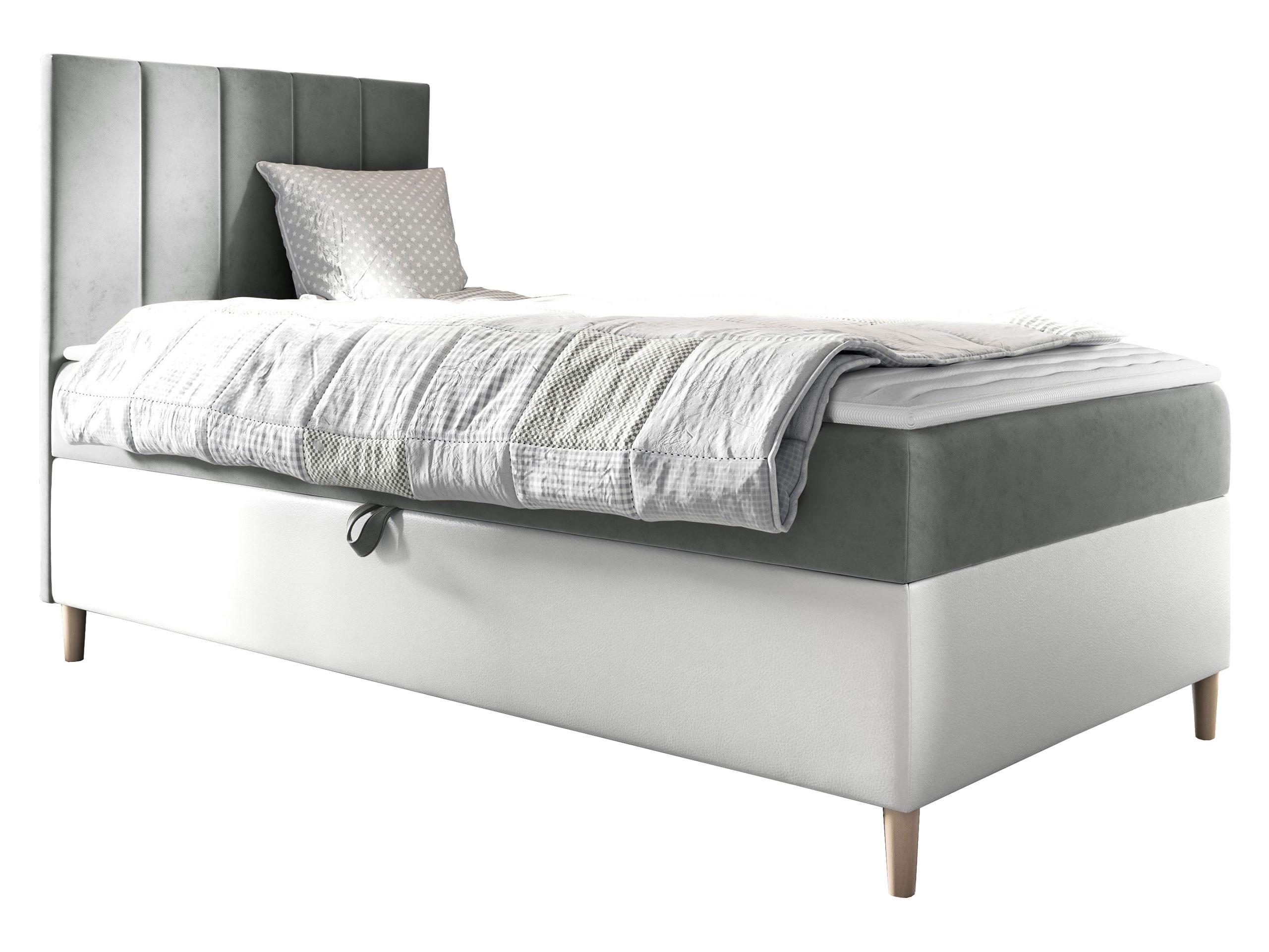 BOXBETT Maja Junior 1, Seite zum Öffnen des Bettkastens: Links - H3 - Weiß/Grau, Holz (80/200cm) - MIRJAN24