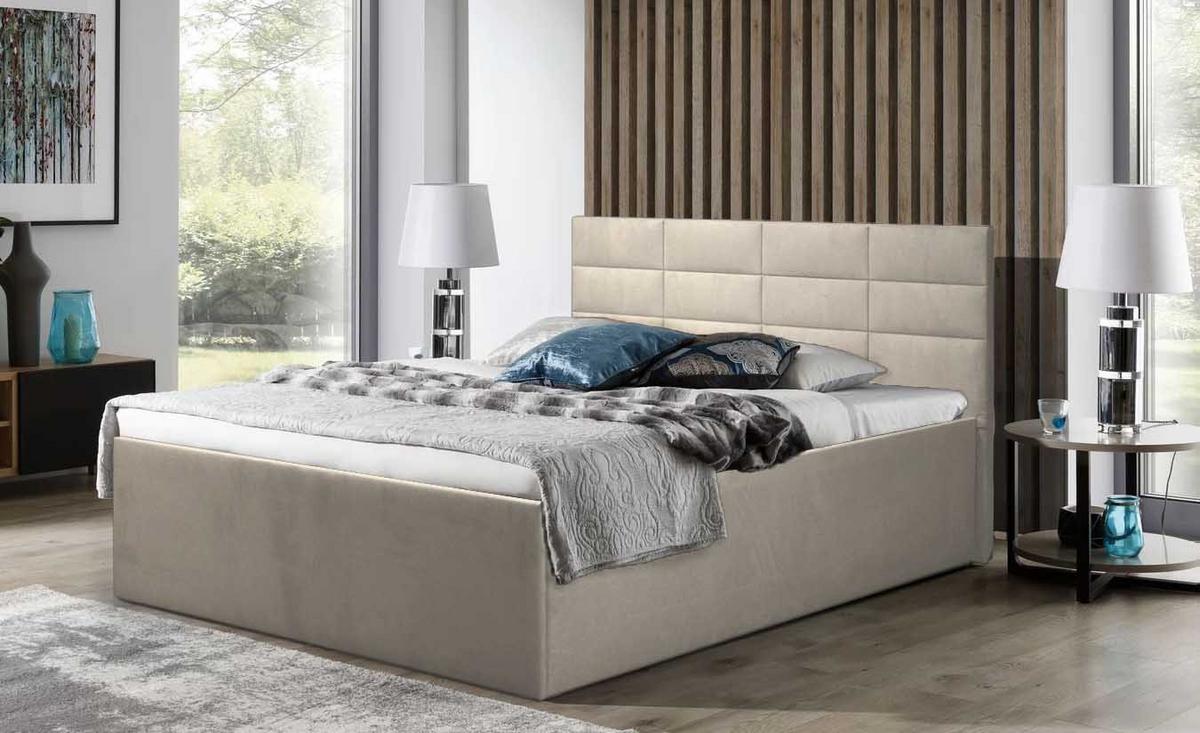 POLSTERBETT Athena Beige 100 x 200 x 32 cm Stauraum ohne hydraulische Funktion Mit hochwertiger Matratze H2 (bis 100 kg) und Lattenrost - Beige, Holz (100/200cm) - Halmon Schlafkomfort Betten 