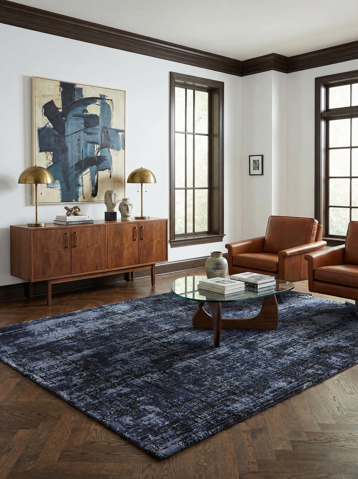 TEPPICH TIBER-Rom, abstrakt, Dunkelblau, 160 x 230 cm - Blau, Textil (230/160cm) - KADIMA DESIGN