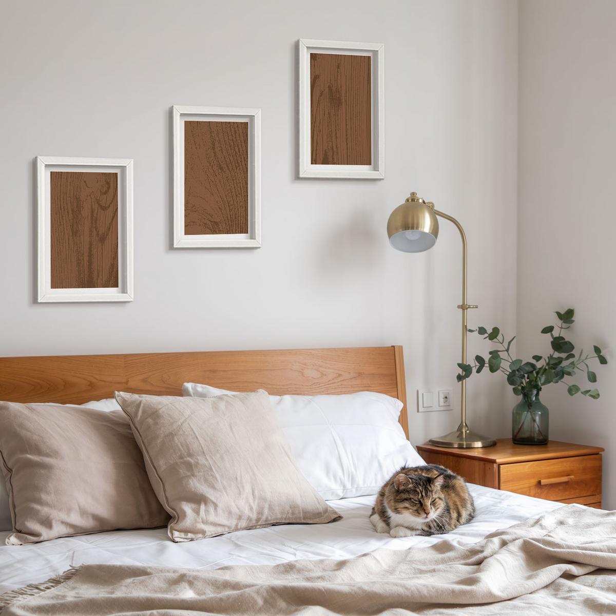 BILDER SET 3er Set - 20x30 cm Weißer Rahmen - Holzstruktur, Rinde, Minimalismus - Weiß, Kunststoff (20/30cm) - TULUP