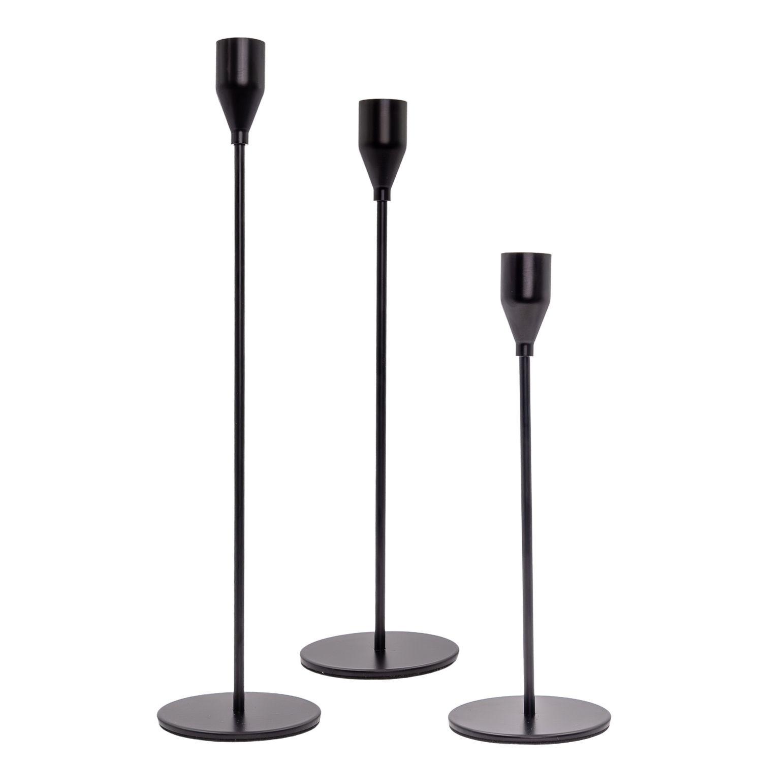 KERZENSTÄNDER 33/28/23 cm (3er-Set) - Schwarz, Metall (8/33/8cm) - Intirilife