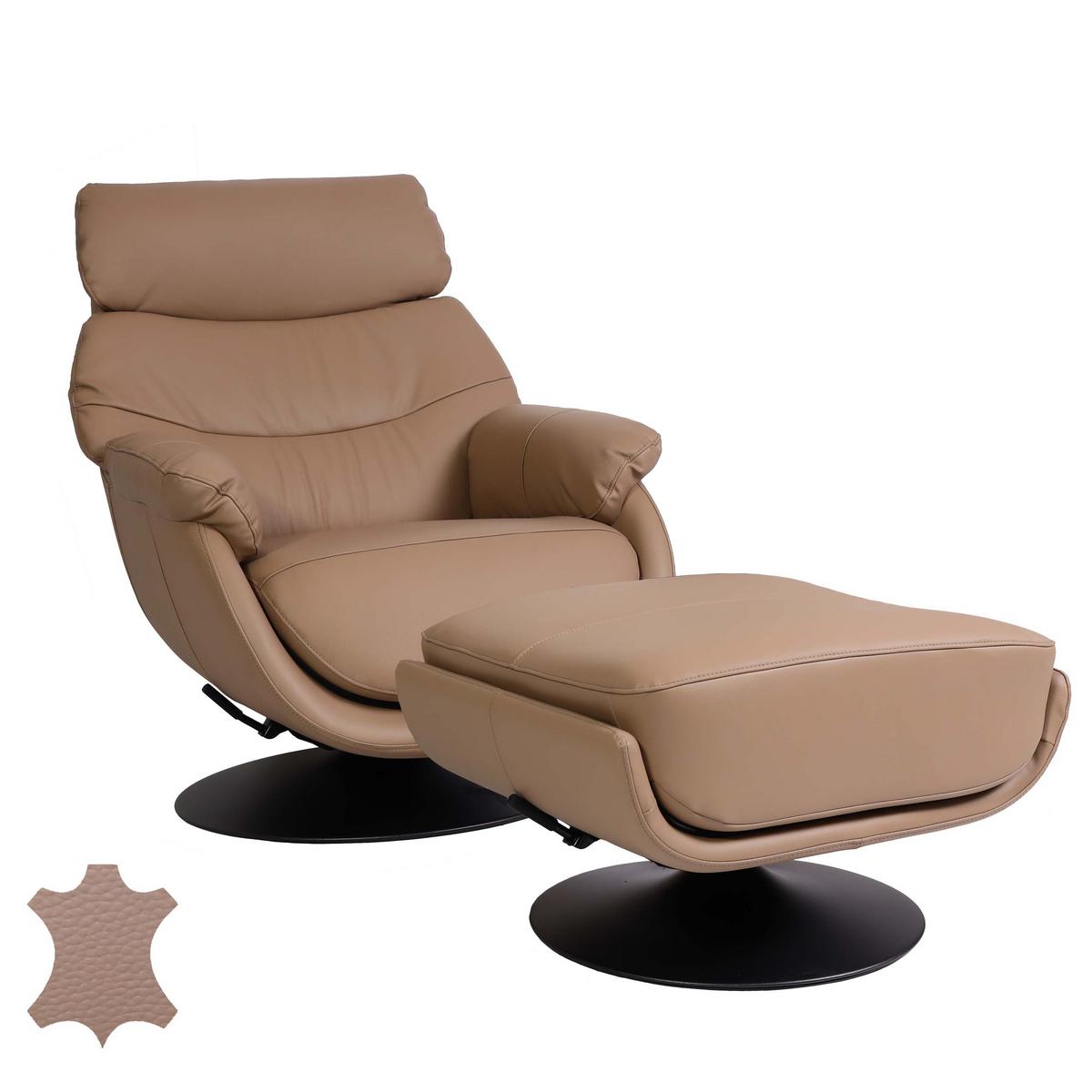 RELAXSESSEL MIT HOCKER taupe - Taupe, Textil (78/99/80cm) - MCW