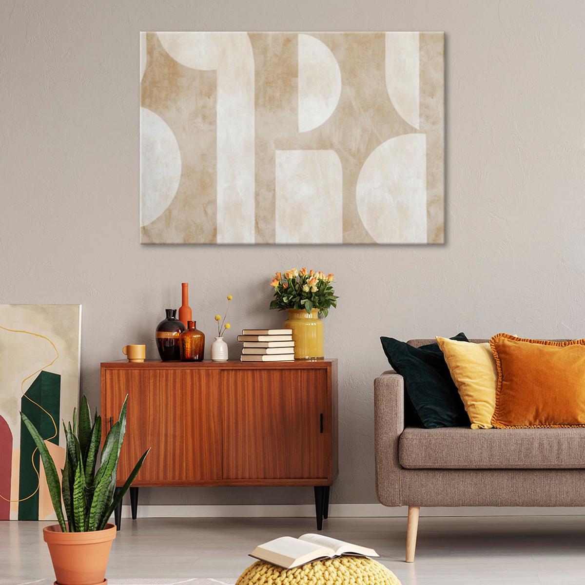 LEINWANDBILD Helle Retro Abstraktion 60x40cm - Weiß, Textil (60/40cm) - Feeby