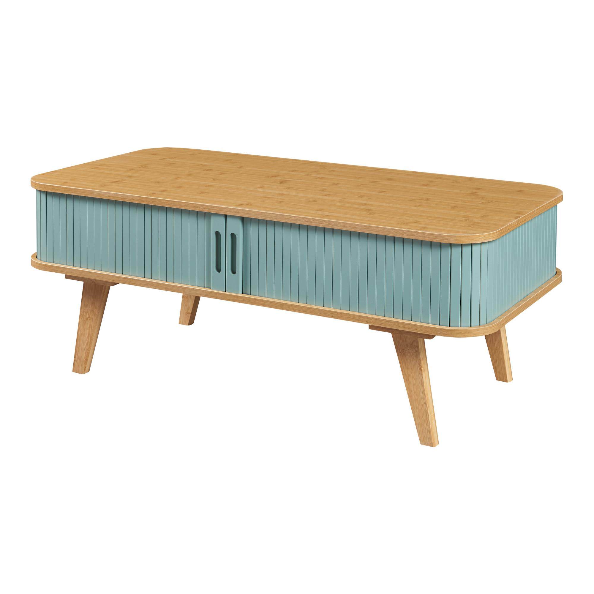 COUCHTICH Tysvær 100/50/40 cm - Blau/Naturfarben, Holz/Holzwerkstoff (50/100/40cm) - [en.casa]