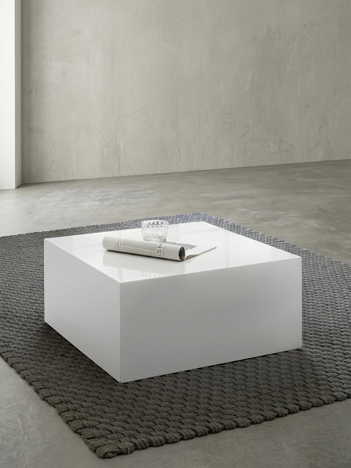 COUCHTISCH Weiß Hochglanz Quadratisch 60x60x30cm MDF Würfelform - Weiß, Holzwerkstoff (60/60/30cm) - KADIMA DESIGN