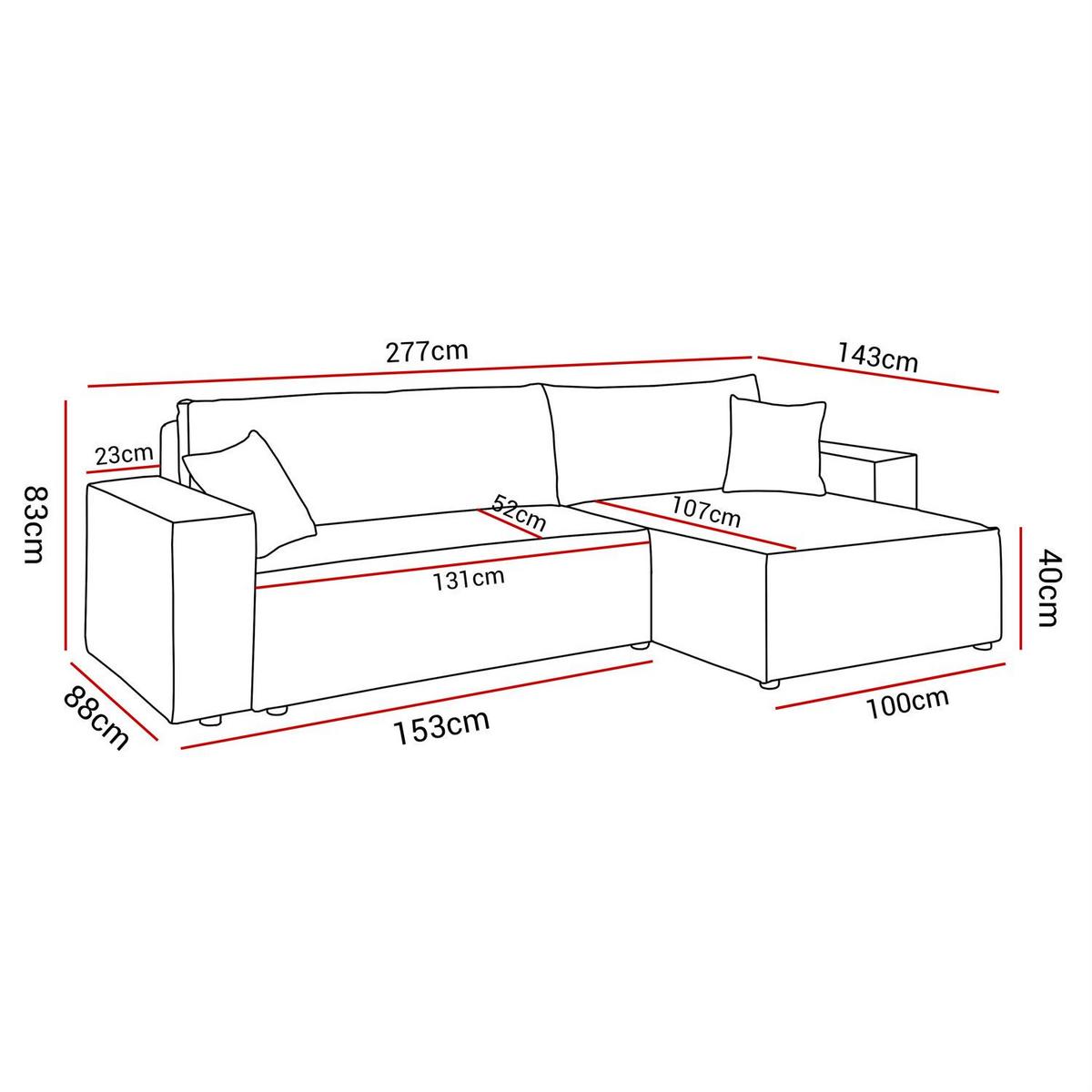 ECKSOFA Gepolstertes CARLO XL Cord mit Schlaffunktion und Bettkasten, Poso 02 - Beige, Textil (277/143cm) - Lookway