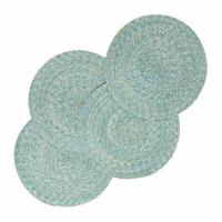 TISCHSET grün im 4er-Set, Platzsets rund geflochten, 40 cm - Grün, Textil (40/40cm) - Homescapes