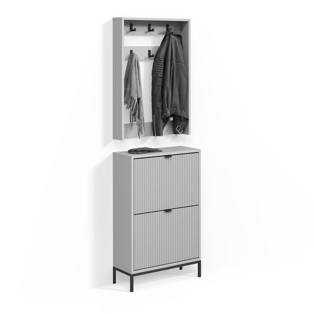 GARDEROBE Aterno Grau Set, 2 Teile - Grau, Holzwerkstoff (60/92/24cm) - Livinity®