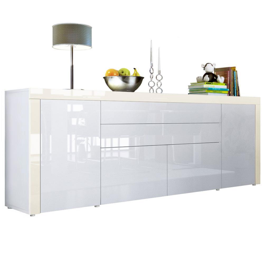 SIDEBOARD La Paz Weiß Hochglanz / Creme Hochglanz - Weiß Hochglanz/Creme, Holzwerkstoff (200/72/35cm) - Vladon