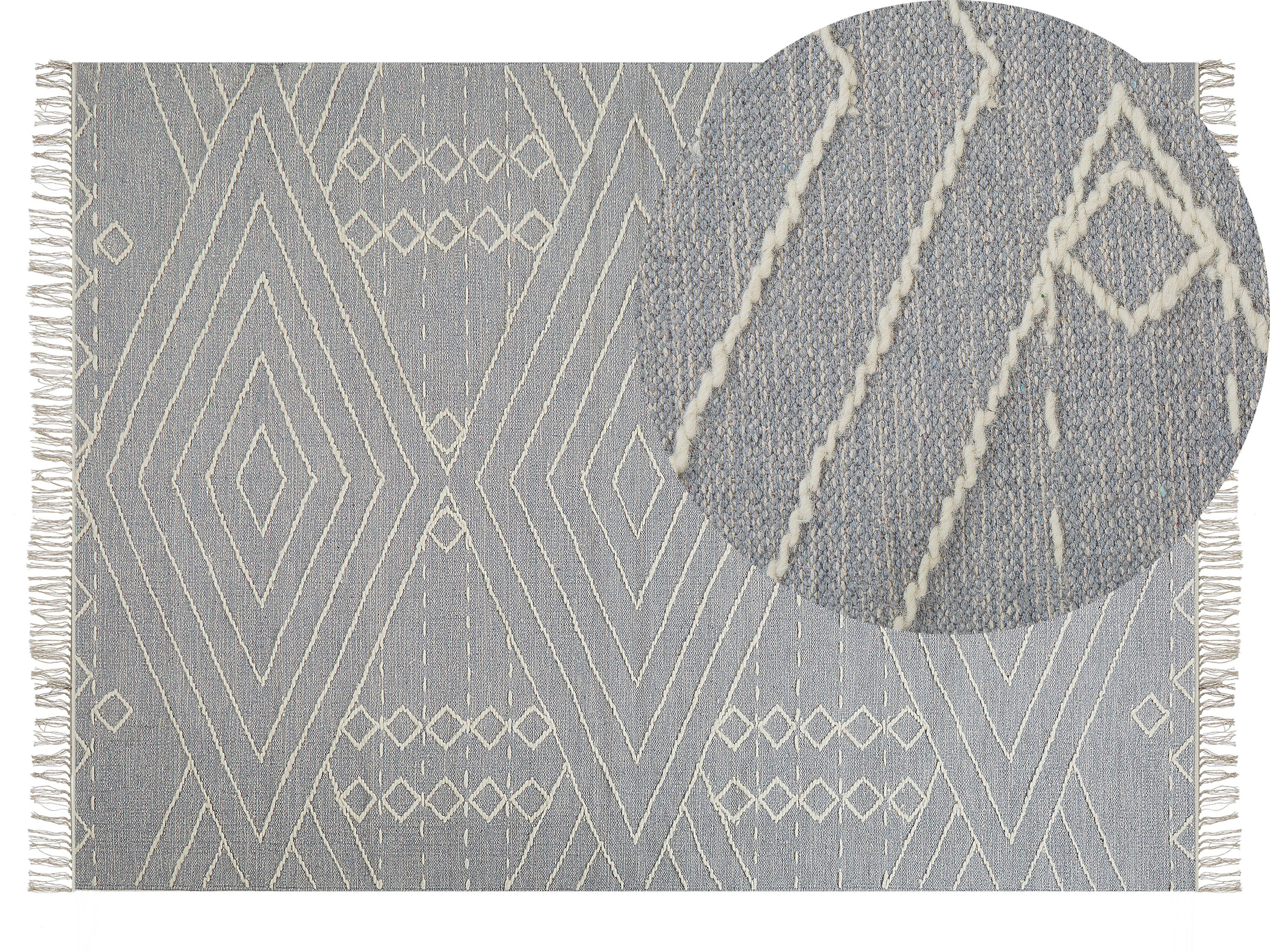 KURZFLOR-TEPPICH Khenifra 200/140 cm - Grau, Textil (140/200cm) - Beliani