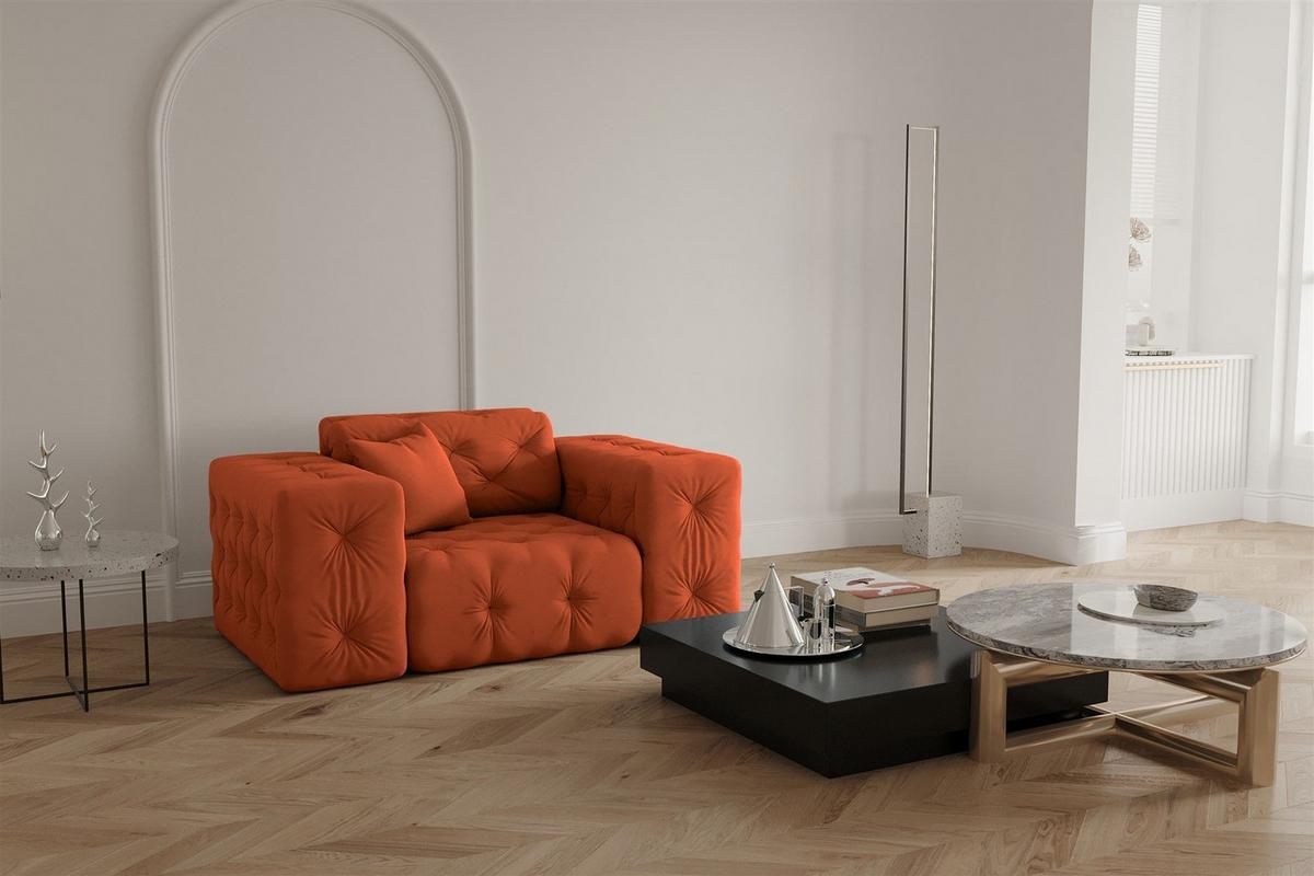 SOFASET Chantal - Orange, Holzwerkstoff/Textil (251/78/96cm) - Fun Möbel