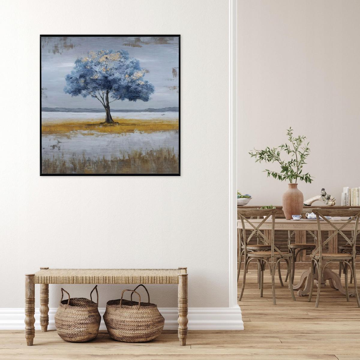 BILDER mit Rahmen Baum Abstraktion Blau 30x30 cm - Multicolor, Metall (30/30cm) - Wallarena