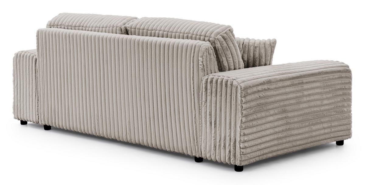 3-SITZER-SOFA Mollis Hellgrau Plüschcord - Hellgrau/Schwarz, Holz/Kunststoff (213/79/108cm) - S-Style Möbel