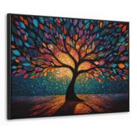 LEINWAND Bilder mit Rahmen - Mosaik - Bunt - Baum - Äste - 70x50 - Multicolor, Textil (70/50cm) - MuchoWow