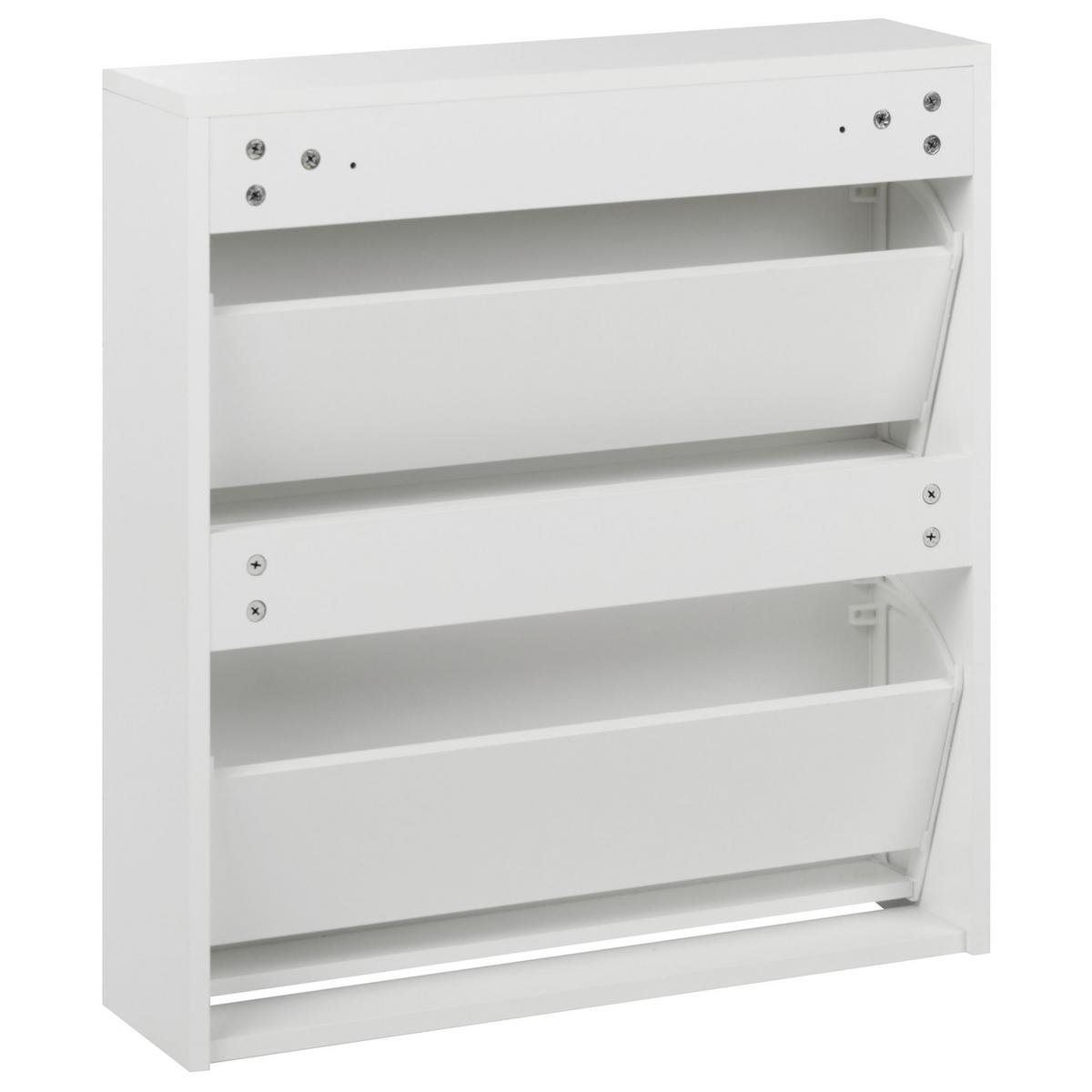 SCHUHSCHRANK mit Stauraum Weiß Midfield - Silberfarben/Weiß, Holzwerkstoff (63/67/17cm) - Beliani