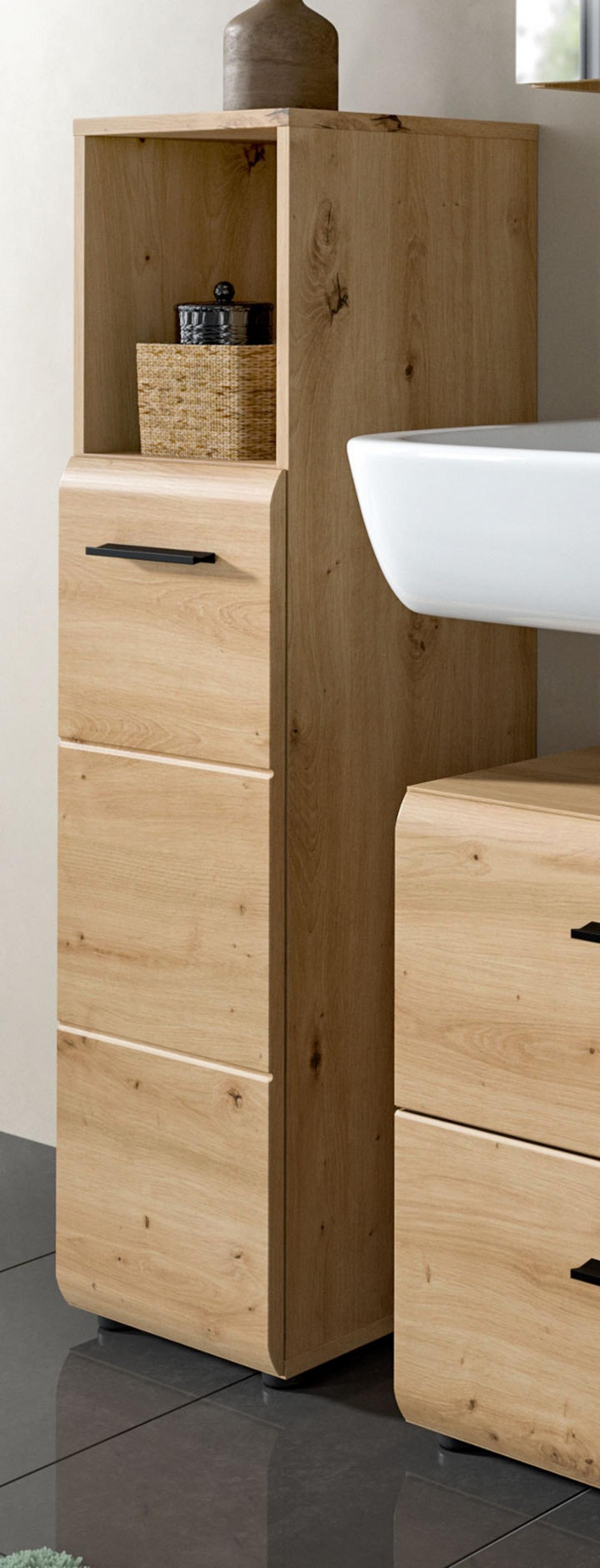 BADKOMMODE Eiche Artisan, Bad Unterschrank 30 x 110 cm mit 4 Fächern - Schwarz/Eiche Artisan, Holzwerkstoff/Kunststoff (30/110/30cm) - Inn.Furn