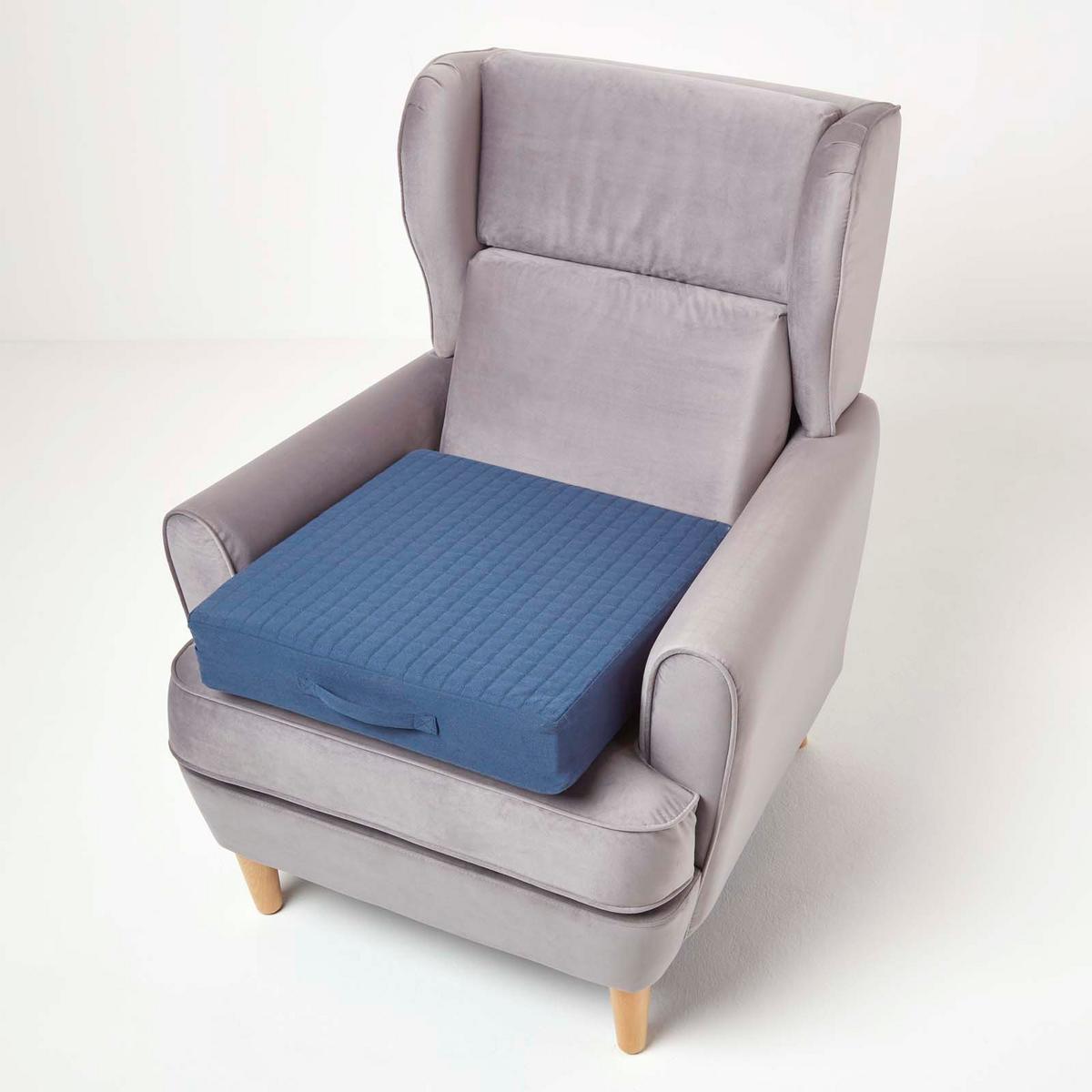 SITZKISSEN orthopädisch 50/50/10 cm – Sesselkissen dunkelblau - Dunkelblau, Textil (50/50/10cm) - Homescapes