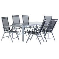 GARTENMÖBEL SET 6-Sitzer Aluminium schwarz Catania - Silberfarben/Schwarz, Metall - Beliani