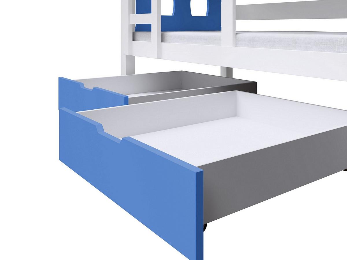 ETAGENBETT LEONE mit Bettkasten 80x180 cm Weiß - Blau/Weiß, Holz (80/180cm) - MASSENO