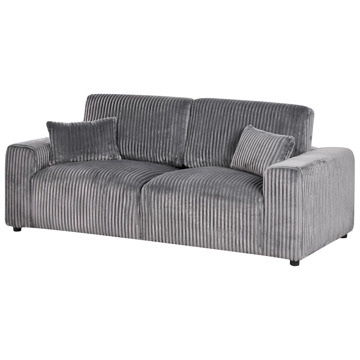 3-SITZER-SOFA Cord Grau Sandora - Grau, Textil (216/87/98cm) - Beliani