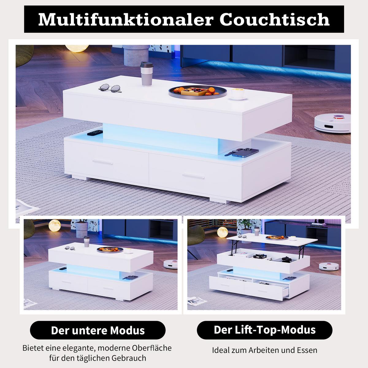COUCHTISCH Weiß 100/50/44 cm - Grau, Holzwerkstoff (100/50/44cm) - Urban Meuble
