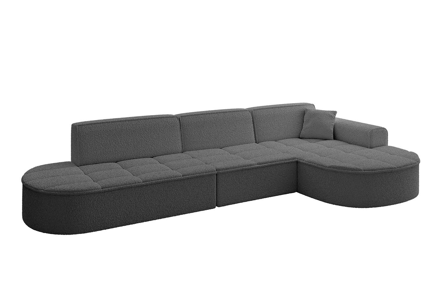ECKSOFA Ottomane Rechts TARO-L2 - 328x171x79,5 cm Grau - Grau, Holzwerkstoff/Textil (328/171cm) - ALTDECOR