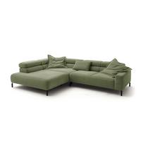 ECKSOFA DELIA Grün Cord Relaxfunktion - Schwarz/Olivgrün, Textil/Metall (276/219cm) - KAWOLA