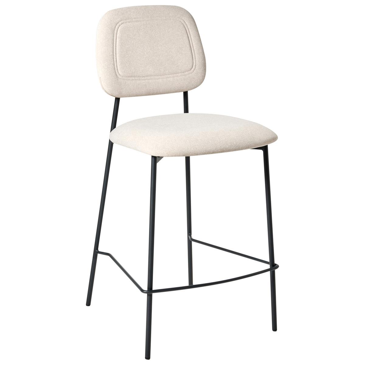 BARSTÜHLEN 2er-Set Hellbeige Duette - Beige/Schwarz, Textil (45/96/48cm) - Beliani