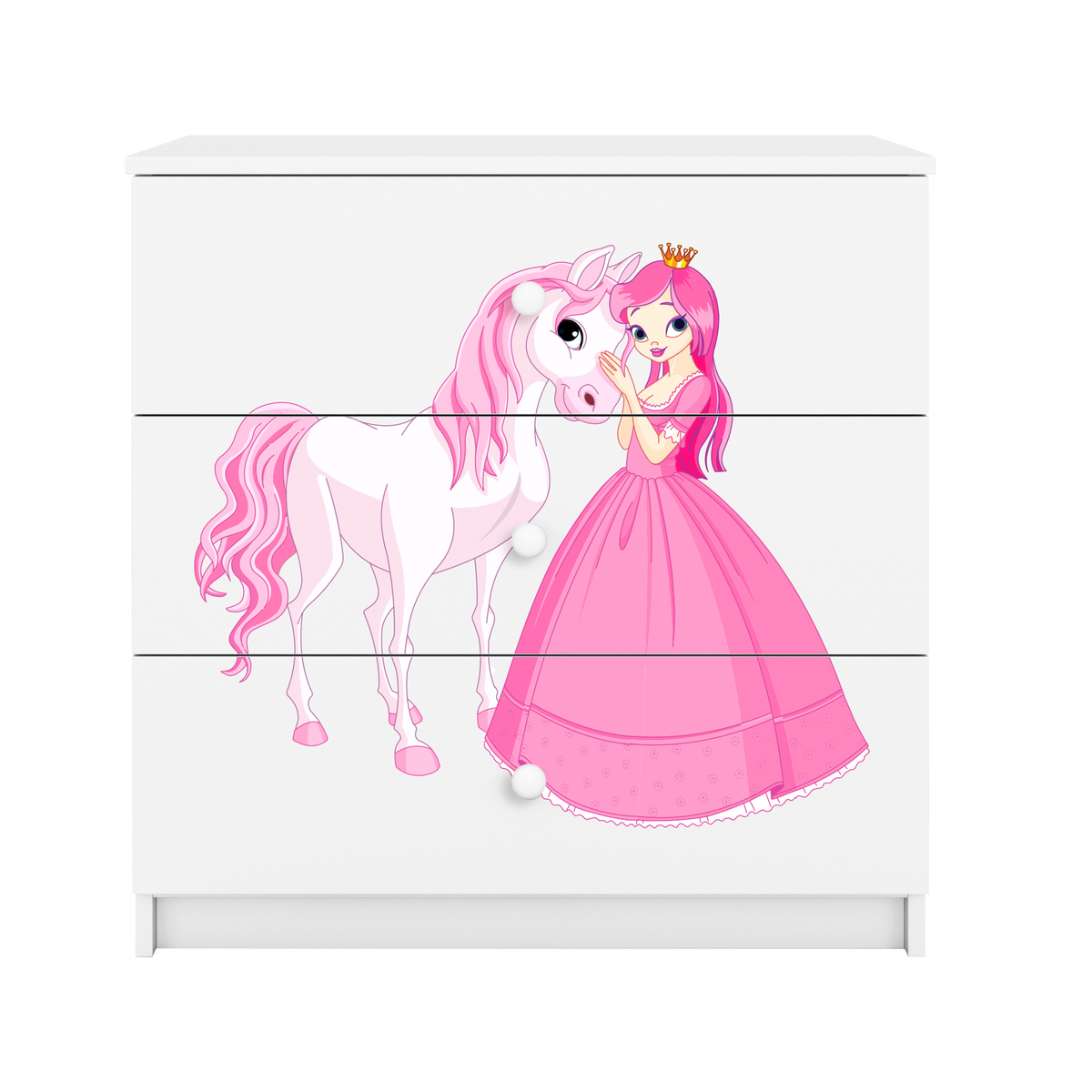 KOMMODE Babydreams Prinzessin Pferd 81/81/41 - Weiß, Holzwerkstoff (81/81/41cm) - RAUMHIRSCH FURNITURE