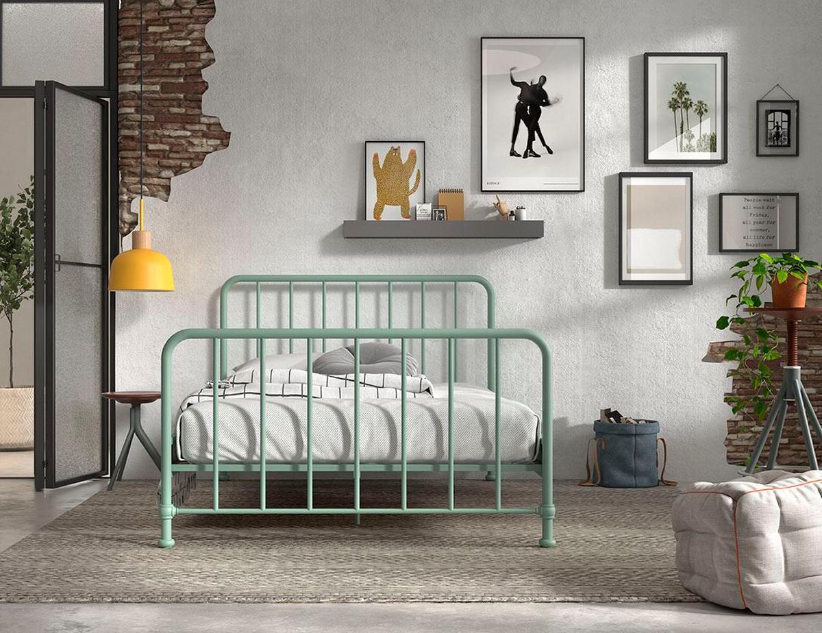 METALLBETT Kay 147x110x207 aus Metall in Grün matt - Grün, Metall (140/200cm) - 58aufmkessel