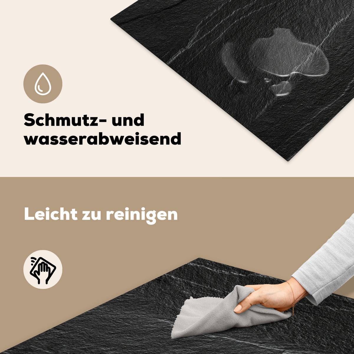 HERDABDECKPLATTE Stein - Anthrazit - Dunkelgrau - Steinstruktur Induktionsmatte 77x59 cm - Anthrazit, Kunststoff (77/59/0.2cm) - MuchoWow