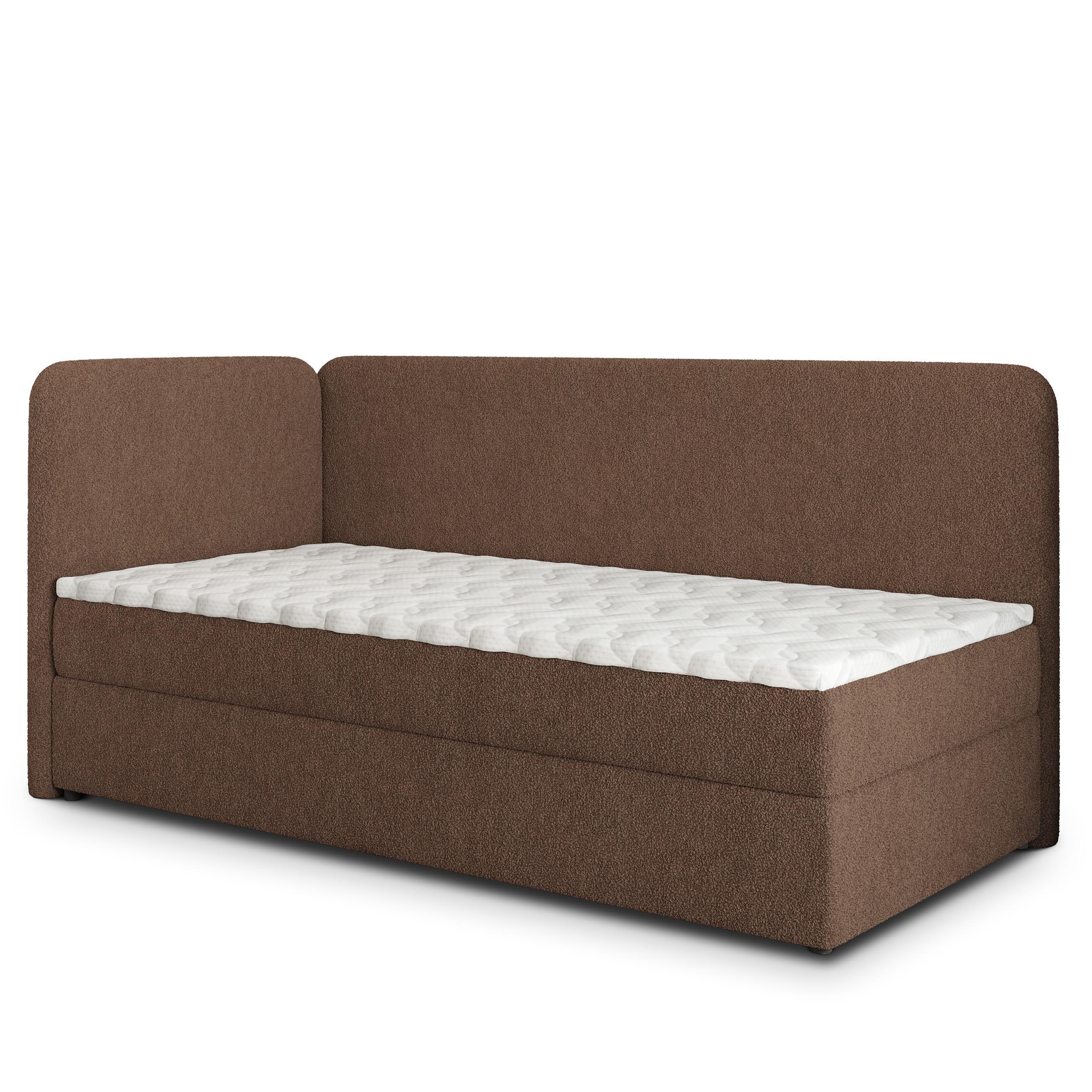 BOXBETT GINA 90x200 cm mit Matratze und Topper, H2+H3 - Braun - Braun, Holz (90/200cm) - MASSENO