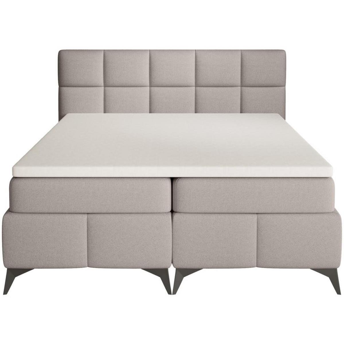 BOXBETT Solido mit Bettkasten 160x200 cm hellbraun - Hellbraun/Schwarz, Textil/Metall (160/200cm) - Beautysofa