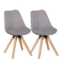 ESSZIMMERSTUHL 2er Set Stoffbezug mit Holzgestell Rückenlehne Retro gepolstert, Grau 49x52x87 cm - Braun/Grau, Holz/Textil (49/87/52cm) - KADIMA DESIGN
