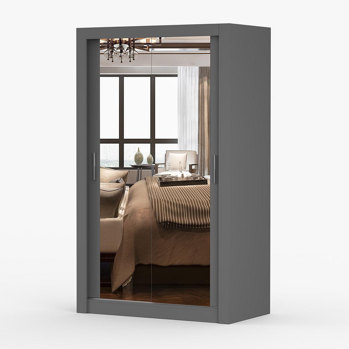 KLEIDERSCHRANK Milan 120 cm, 120/215/64, 2-türig, grau - Grau, Holzwerkstoff (120/215/64cm) - imoebel24