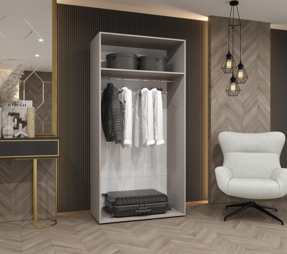 DREHTÜRENSCHRANK 202/100/52 2-türig - Kaschmir/Goldfarben, Holz (100/202/52cm) - MÖBEL KRYSPOL
