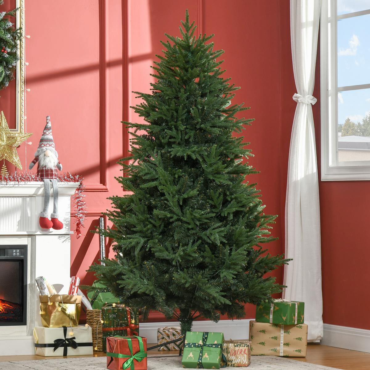 180 cm Weihnachtsbaum Künstlich Naturgetreu Dichte Zweige für Weihnachtsfest - Grün, Kunststoff (180cm) - HOMCOM