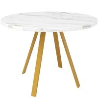 ESSTISCH runder marmor-optik & gold Ø 80 cm für 4 personen - Weiß, Holzwerkstoff (80/80/75cm) - Urban Meuble