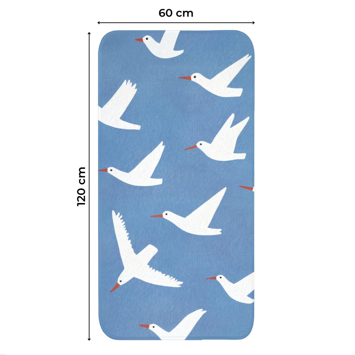 WC-VORLEGER Vögel - Weiß - Muster Toilettenvorleger 60x120 cm - Blau, Textil (60/1cm) - OnlyWow