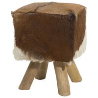 HOCKER Dalton 31/31/45 cm - Weiß, Leder (31/45/31cm) - Beliani