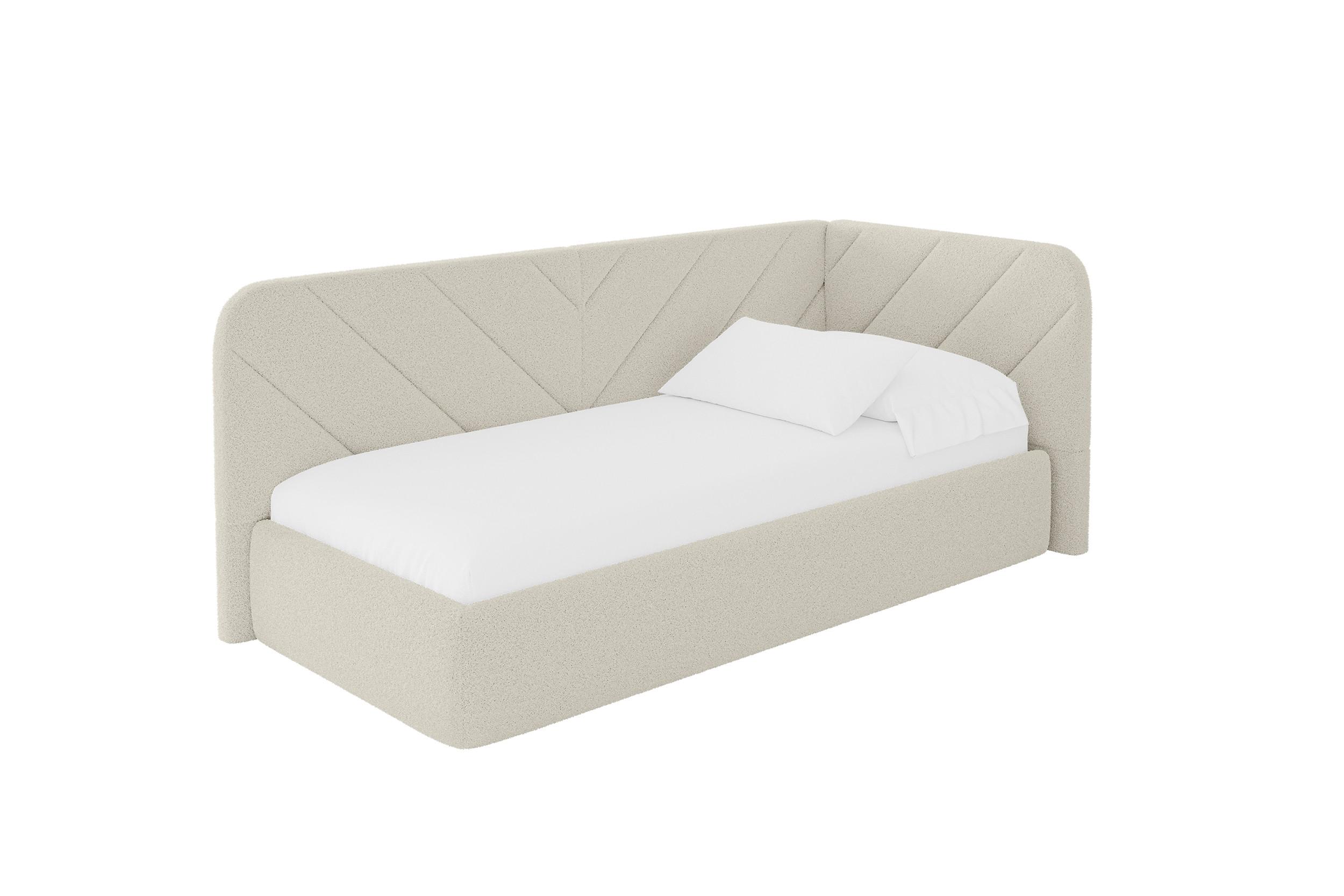 EINZELLBETT Jugendbett mit Bettkasten, Links - FIKY 100x200 Beige - Champagner, Holzwerkstoff/Textil (100/200cm) - ALTDECOR