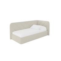 EINZELLBETT Jugendbett mit Bettkasten, Links - FIKY 80x200 Beige - Champagner, Holzwerkstoff/Textil (80/200cm) - ALTDECOR