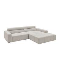 ECKSOFA RENO Silber Cord - Silberfarben/Schwarz, Kunststoff/Textil (258/217cm) - KAWOLA