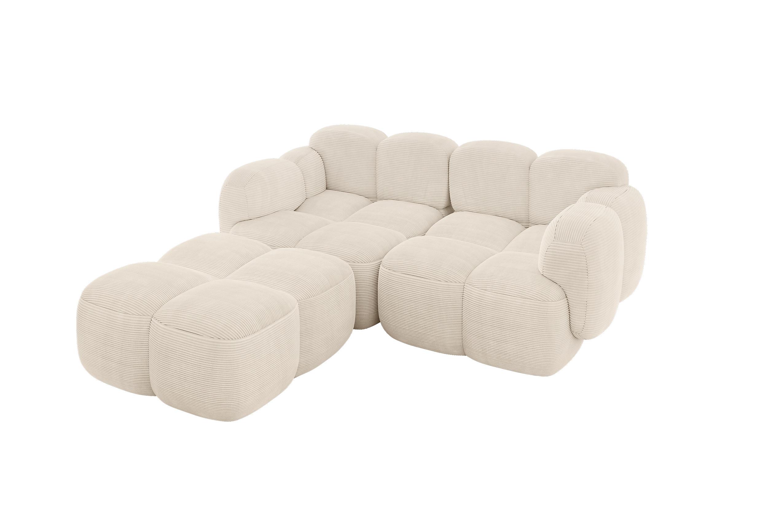 ECKSOFA modulares Sofa Links Miko-L1 214x205x75 Beige Cord - Beige/Schwarz, Holzwerkstoff/Kunststoff (214/205cm) - ALTDECOR